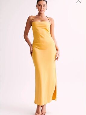 Meshki Yellow Slip Maxi Dress with Side Slit